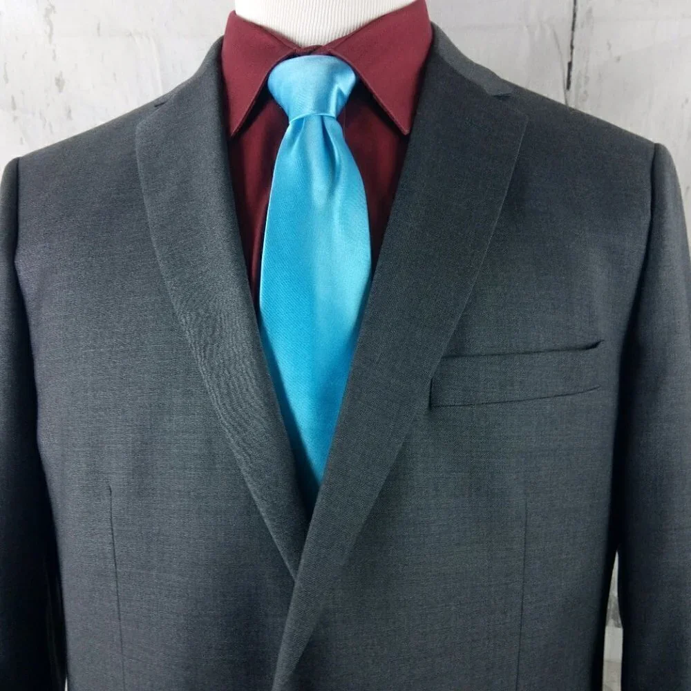 Mantoni Super Fine 44R Wool 2 Button Gray Suit Blazer Jacket